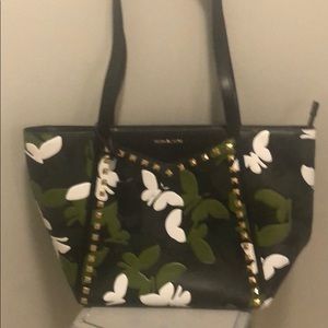 MK tote w/ embellished butterflies & gold studs